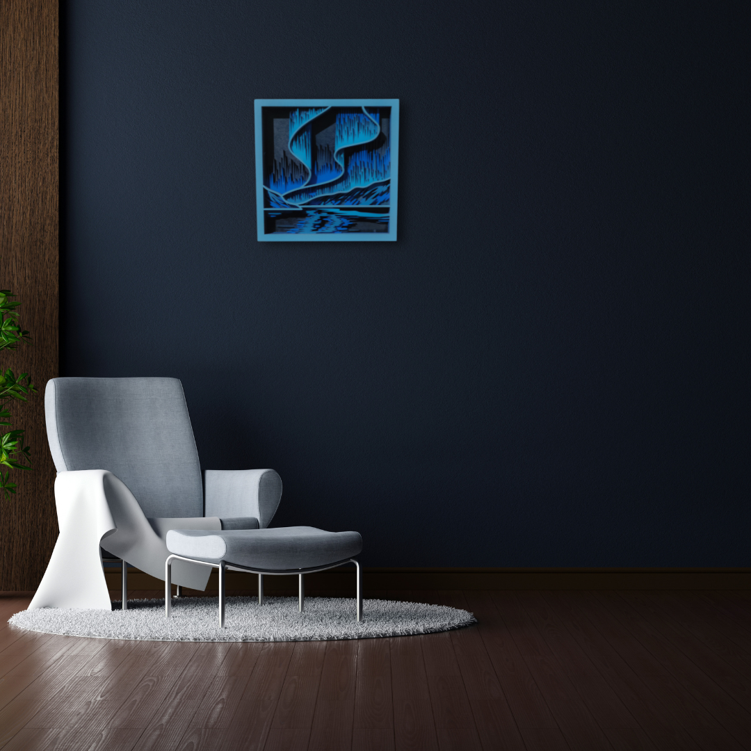 Cuadro Decorativo Multicapa | Aurora Boreal | 50 x 50 cm