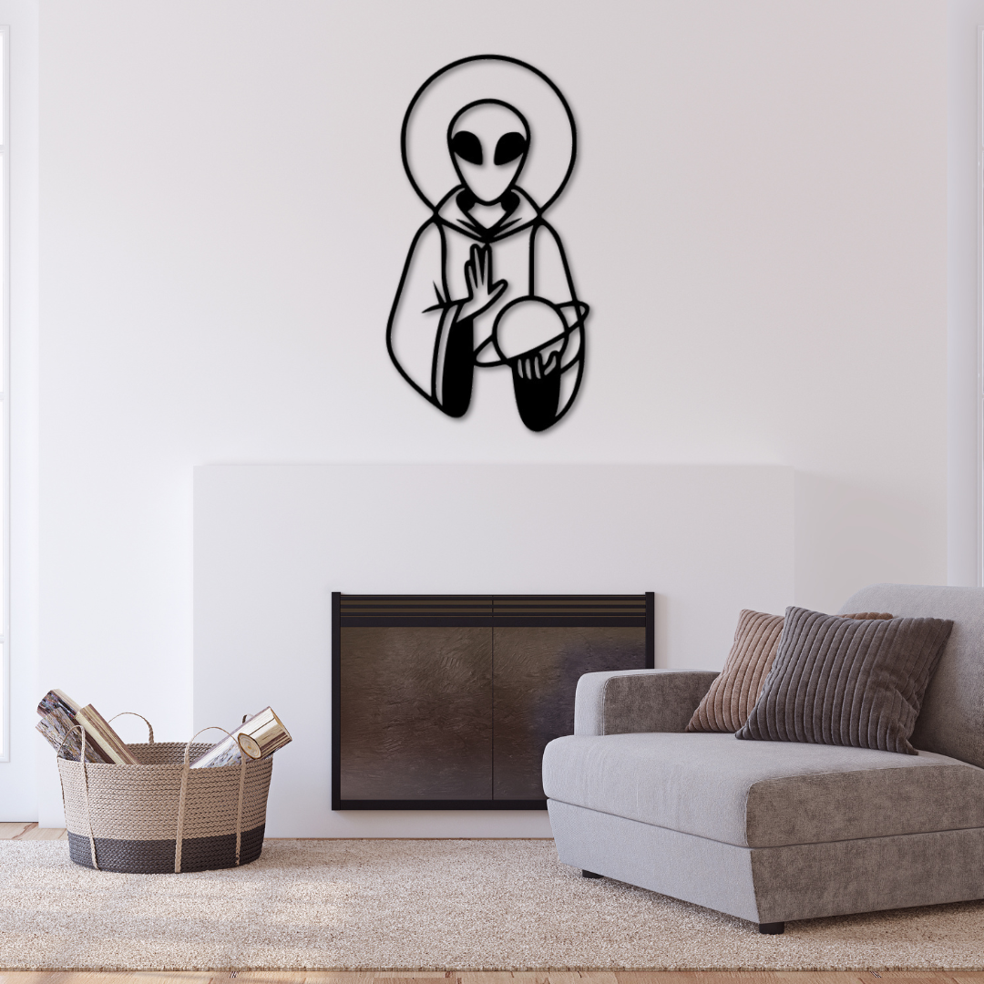 Alien Santo | Arte en Madera | 50 cm x 30 cm