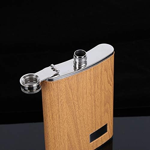 Set de Petaca y Vasos de Acero Inoxidable con Acabado de Madera - Elegancia Portátil para Bebidas