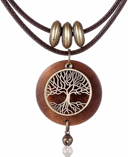 Collar de Madera con Colgante de Árbol de Metal | Diseño Artesanal y Elegante